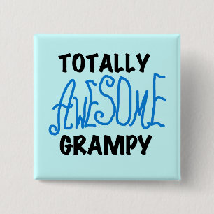 Blue Totally Awesome Grampy Tshirts and Gifts 15 Cm Square Badge