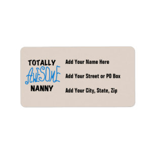 Blue Totally Awesome Nanny T-shirts and Gifts Label