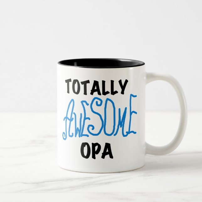 Blue Totally Awesome Opa T-shirts and Gifts Two-Tone Coffee Mug (Right)