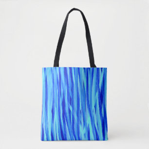 Blue Tote Or Cross Body Bag With Abstract Stripes