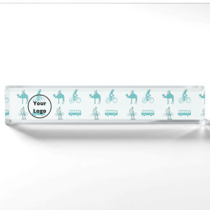 Blue tourism business pattern nameplate
