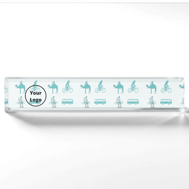 Blue tourism business pattern nameplate (Front)