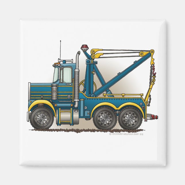 Blue Tow Truck Wrecker Magnets (Front)