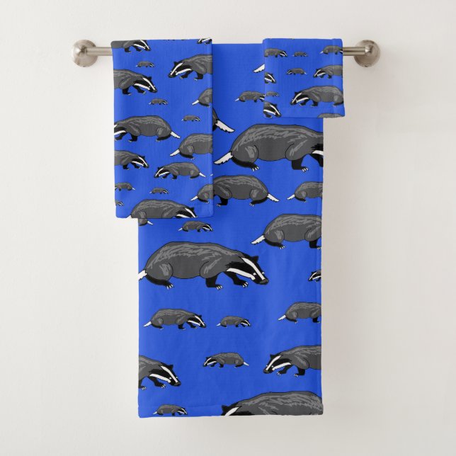 Blue Towels With Badger Cartoon (Insitu)