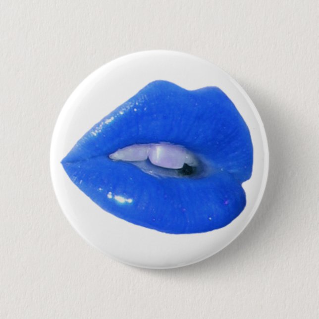 Blue Toxic Kiss 6 Cm Round Badge (Front)