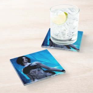Blue Toxin glass coaster