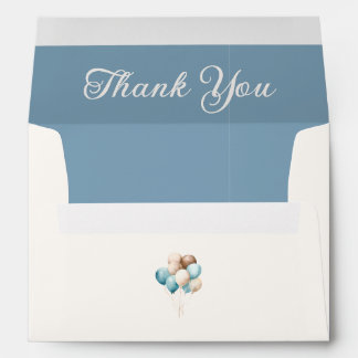 Blue Toy Bear Balloons Baby Shower Thank You Envelope