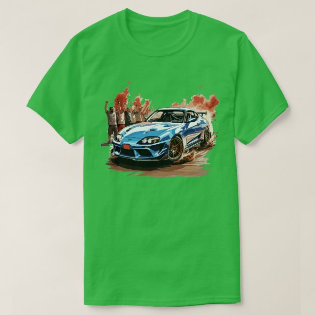 Blue Toyota Supra Mk4 T-Shirt (Design Front)