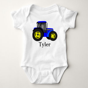 Blue Tractor Baby Bodysuit