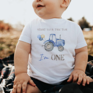 Blue Tractor Birthday T-Shirt