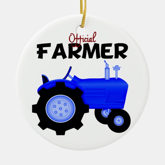 Blue Tractor Christmas Ornament (Front)