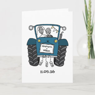 Blue Tractor Country Wedding Card