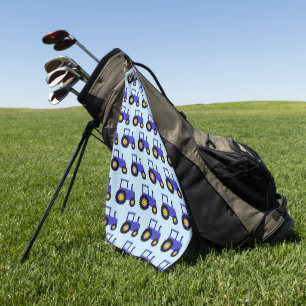 Blue Tractor Design Any Colour Background Golf Towel