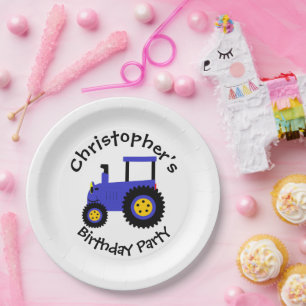 Blue Tractor Paper Plates