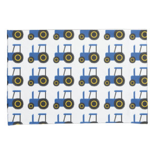 Blue Tractor Pattern Pillowcase