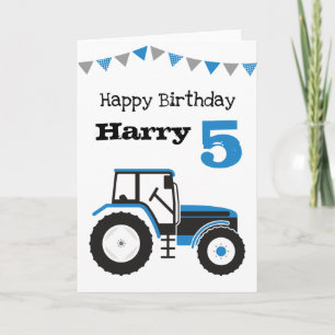 Blue Tractor Personalised Age Birthday Card