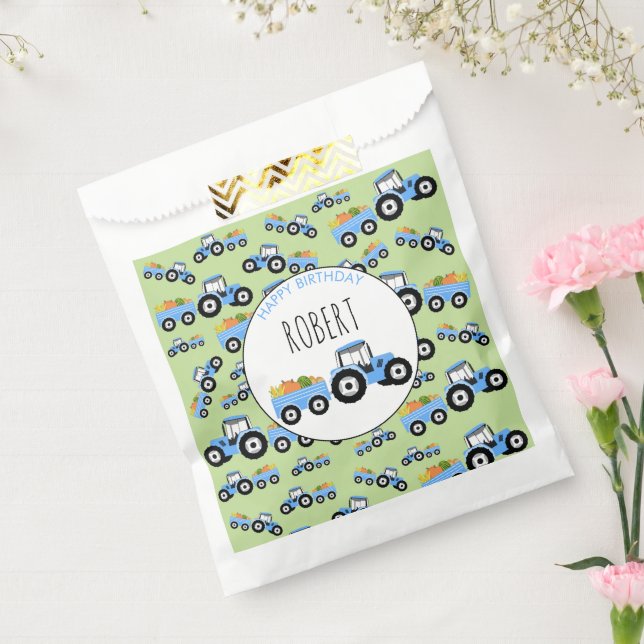 Blue Tractor Truck Farm Produce Birthday Favour Bags (Sealed)