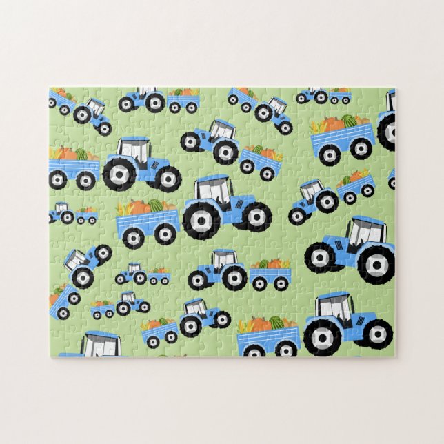 Blue Tractor Truck Farm Produce Jigsaw Puzzle (Horizontal)