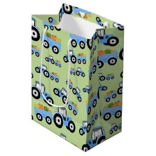 Blue Tractor Truck Farm Produce Medium Gift Bag