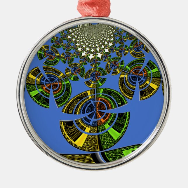 Blue tradition metal tree decoration (Front)