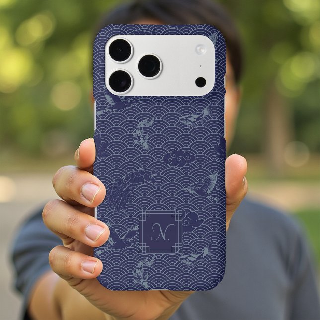 Blue Traditional Japanese Wave Seigaiha Monogram (Creator Uploaded)