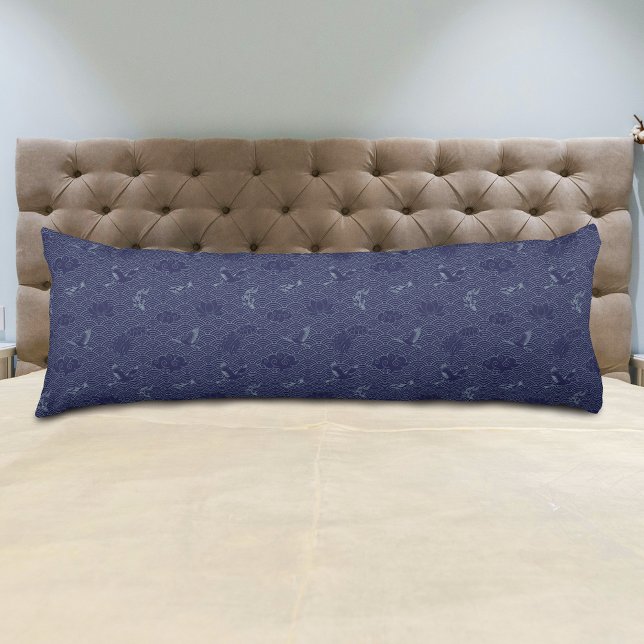 Blue Traditional Japanese Wave Seigaiha Pattern Body Cushion (Creator Uploaded)