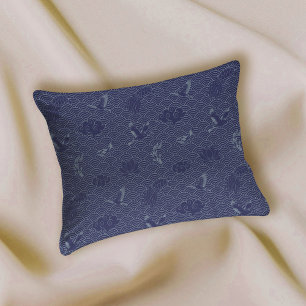 Blue Traditional Japanese Wave Seigaiha Pattern Pillowcase