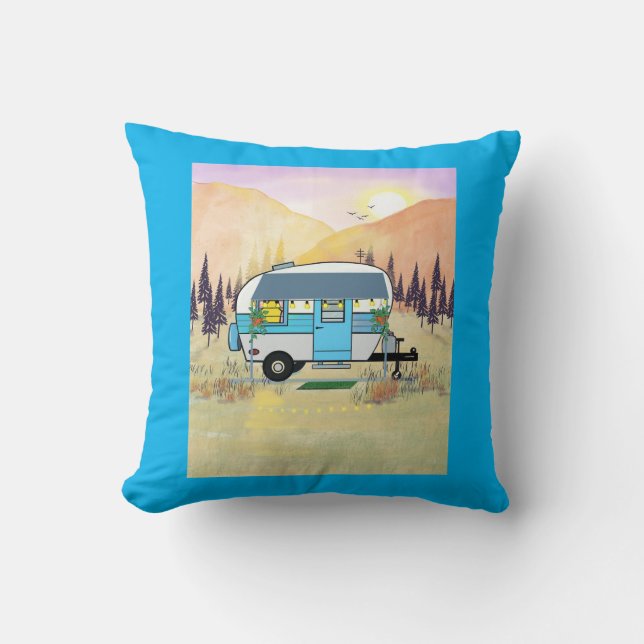 Blue Trailer Camp Pillow (Front)