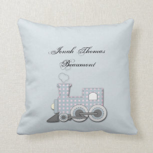 Blue Train Baby Keepsake Pillow