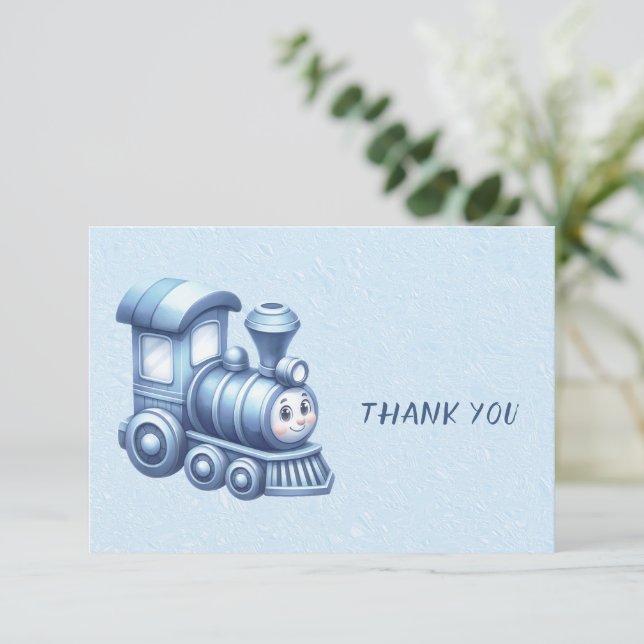 Blue Train Thank You Card (Standing Front)