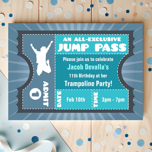 Blue Trampoline Jump Pass Invitation (Creator Uploaded)