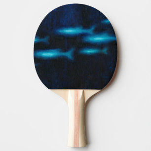 Blue Translucent Fish Silhouettes Ping Pong Paddle