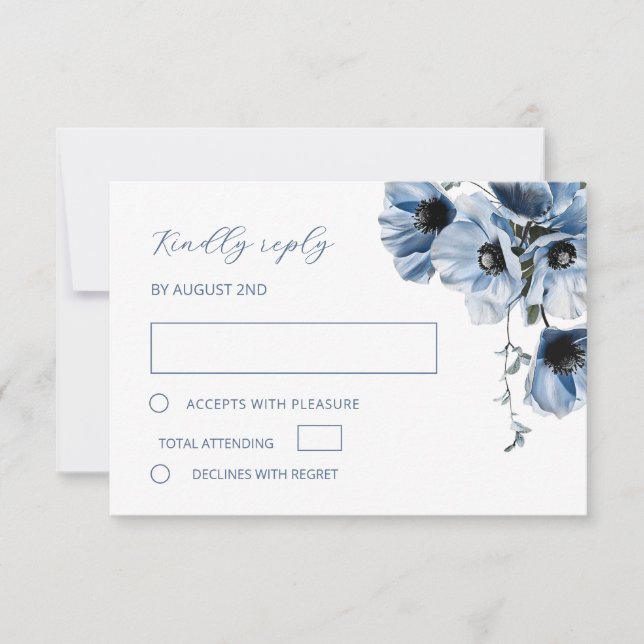 Blue Transparent Flower RSVP Card (Front)