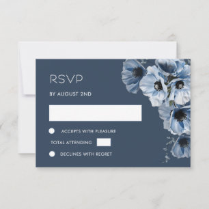 Blue Transparent Flower RSVP Card