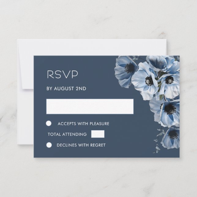 Blue Transparent Flower RSVP Card (Front)