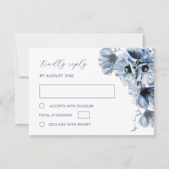 Blue Transparent Flower RSVP Card (Front)
