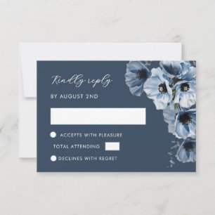 Blue Transparent Flower RSVP Card