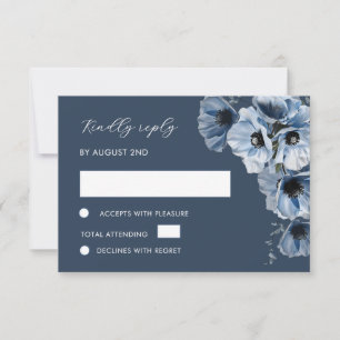 Blue Transparent Flower RSVP Card
