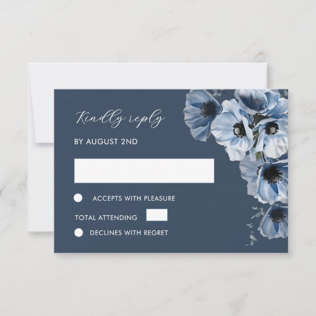 Blue Transparent Flower RSVP Card (Front)