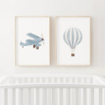 Blue Transportation Travel Nursery Decor<br><div class="desc">Add a finishing touch to your little one's space with this set of 2 transportation prints.</div>