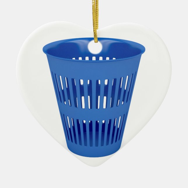 Blue trash can ceramic tree decoration (Front)