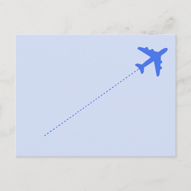 blue travel aeroplane with dotted line postcard (Front)