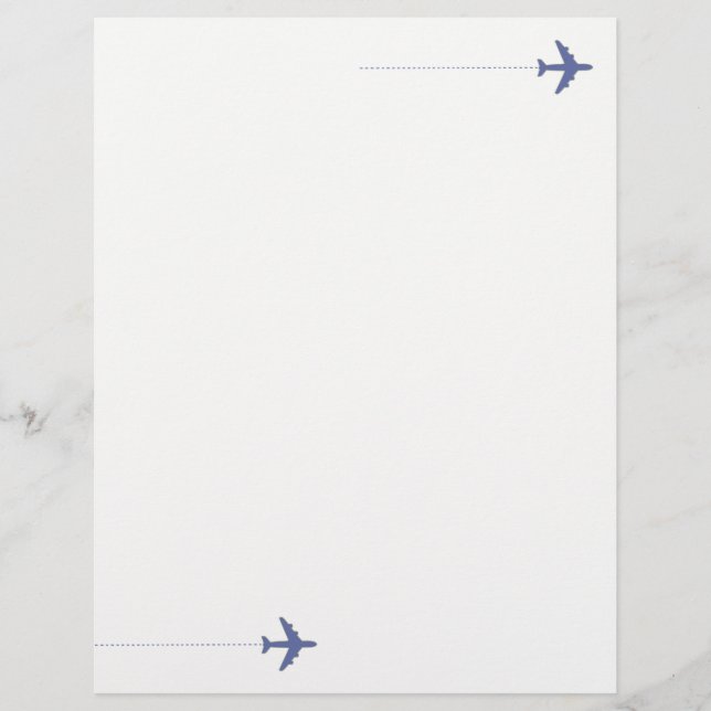 blue travel airplane with dotted line on white (Front)