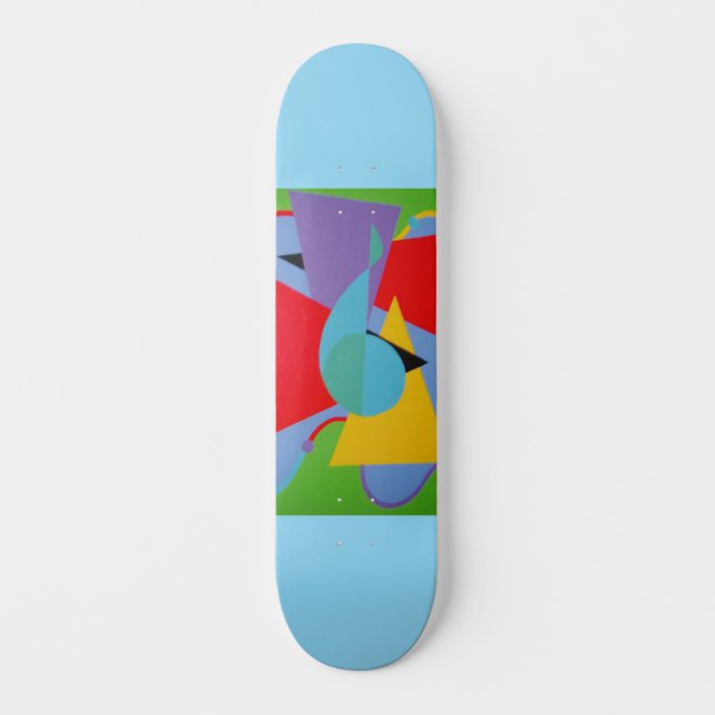 Blue Treble Clef Abstract Skateboard (Front)