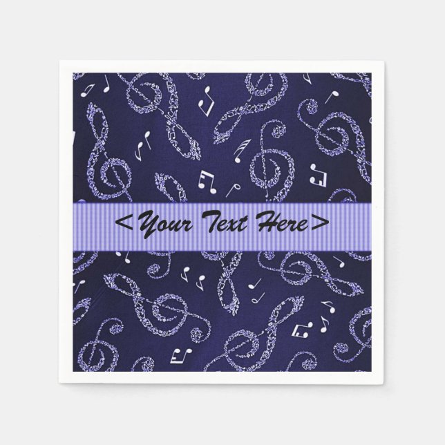 Blue Treble Clefs Stylish Personalise Napkins (Front)