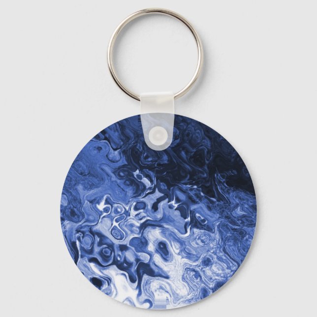 Blue Tree Abstract Key Ring (Front)