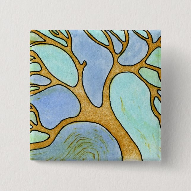 Blue Tree Art Button (Front)