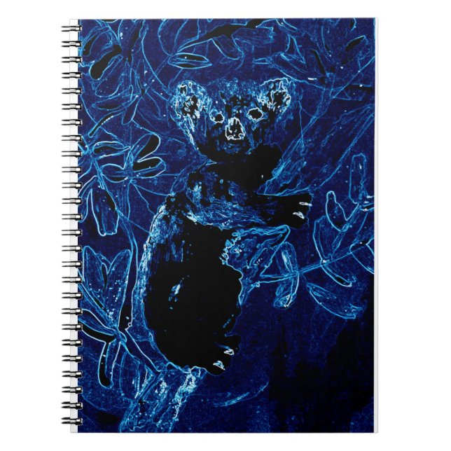 Blue Tree Koala Bear Spiral Notebook (Front)