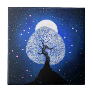 Blue Tree of Life Ceramic Tile