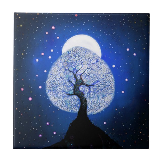Blue Tree of Life Ceramic Tile (Front)